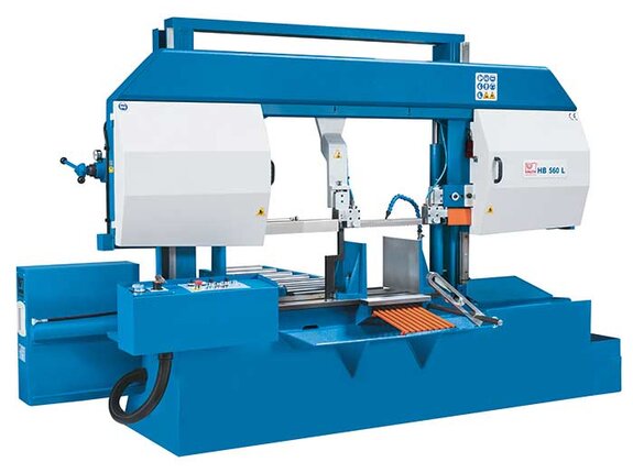 HB 380 L - Stable double column construction with linear guide for large diameters with hydraulically clamping and swivelling vise