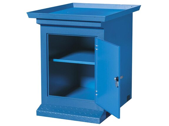 Universal machine base with storage space included in the standard equipment